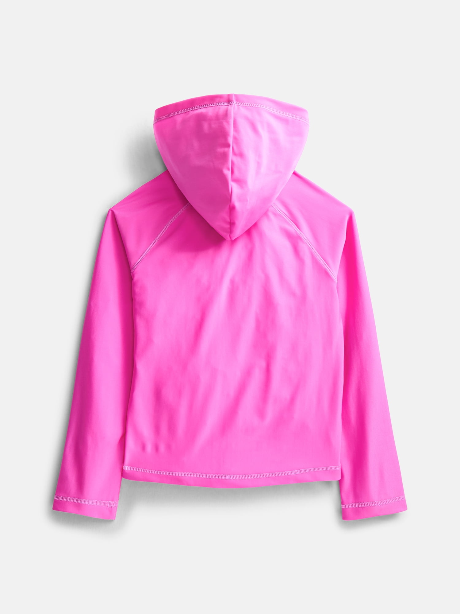 Wonder Nation Girls Hooded Rash Guard with Long Sleeves, Sizes 4-16