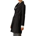 thumbnail image 4 of Unique Bargains Manteau Trench Long pour Femme, Mignon, à Col Rabattu, à Simple Boutonnage, avec Ceinture, 4 of 6