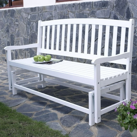 Coral Coast Pleasant Bay Curved Back Outdoor Glider Bench White