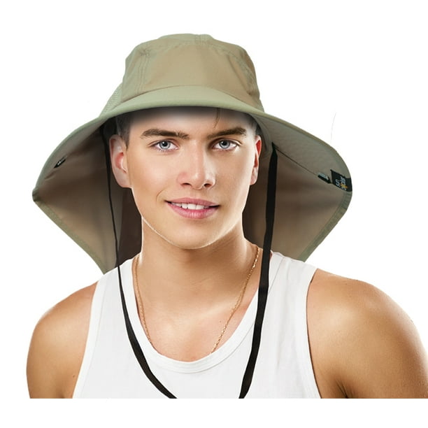 Unisex Outdoor Sun Hat Protection Fishing Cap Boonie Hat with Neck Flap Wide Brim for Safari