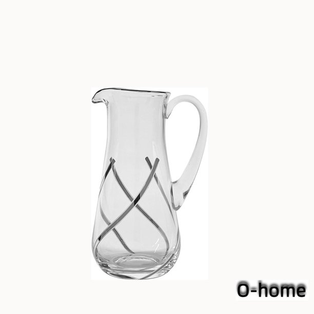 Water Pitcher, Cut with an Interwoven HandPainted 24K Platinum Design