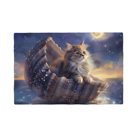 

Placemats Set of 4 / 6 Kitten Seashell Moonlit Night Placemats for Dining Table Indoor/Outdoors Heat Resistant Washable Placemats 18 x 12