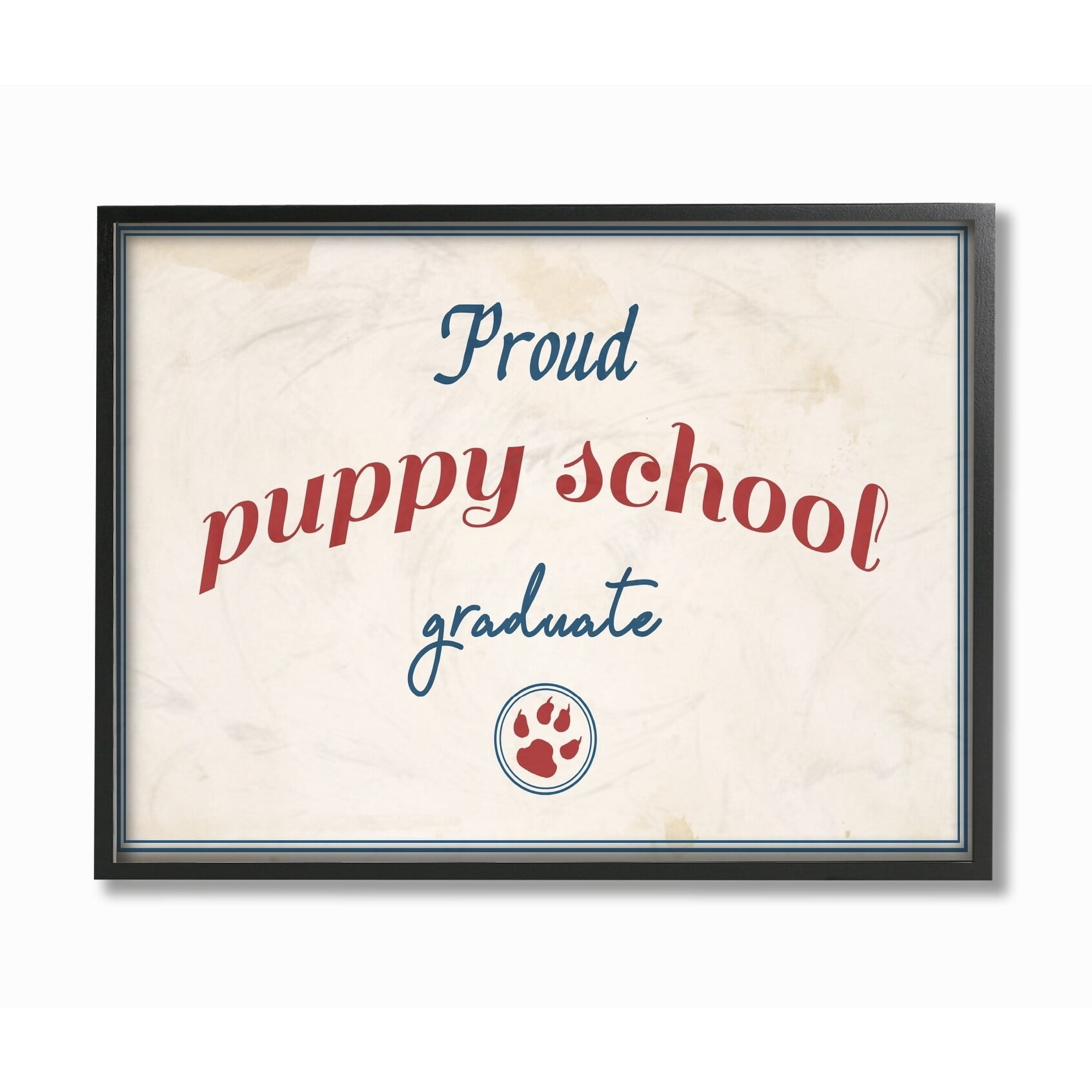 Stupell Proud Puppy School Grad Paw Print Framed Giclee Texture Art 11 x 14