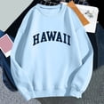 thumbnail image 2 of Sweatshirts for Women Loose Fit Fall Crew Neck Long Sleeve Bubble Cuff Off the Shoulder Drawstring Graphiprint Pullover Cotton Hoodies(Sky Blue,L), 2 of 3
