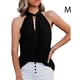thumbnail image 4 of Blusa sin mangas Qarigey para mujer color sólido cuello de corbata verano elegante Negro M, 4 of 5