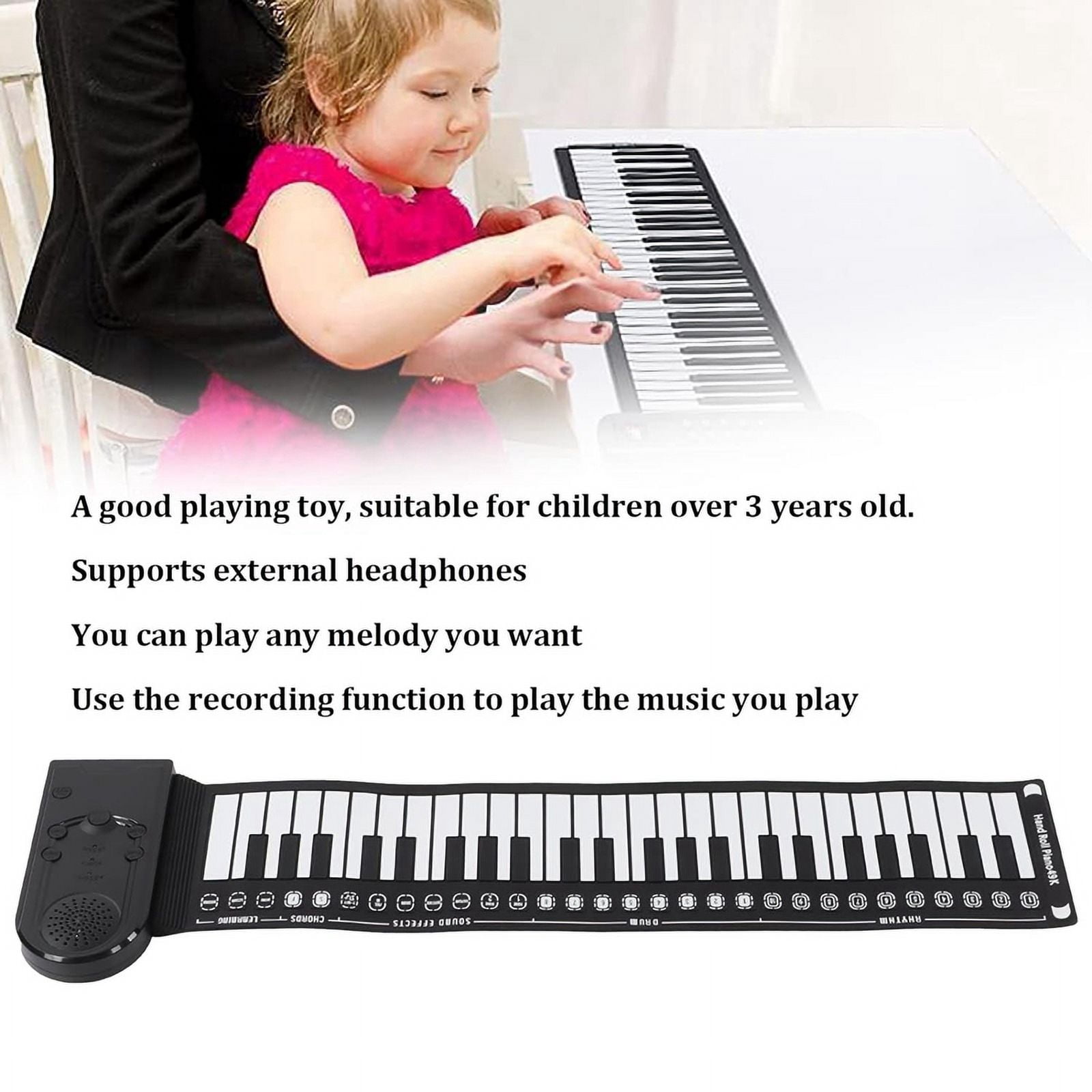 Keyboard Piano Roll Up Electric for Beginners Foldable 49 Keys Electronic