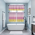 thumbnail image 3 of Colorful Stripe Kitchen Curtains Sets for Windows 24 Inch Length, Modern Pink Purple Yellow Vertical Striped Rod Pocket Window Treatments Tier Curtains and Valances Set for Bedroom/Bathroom, 3 of 8