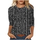 thumbnail image 1 of Mujeres 3/4 Manga Tops Y Blusas Impresas Cuello Redondo Suéter Camiseta Casual Blusa de Moda para Primavera Verano, 1 of 5