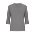 thumbnail image 3 of FAHXNVB Crewneck T-Shirts for Womens 3/4 Sleeve Solid Color Soft Cotton Tees Tops Spring Summer Fashion Casual Comfortable Loose Shirts, 3 of 4