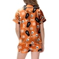 thumbnail image 4 of UAYOTSE Girls Short Sleeve Satin Pjs Set, Button‑Front Collared Top and Matching Shorts, Kids Sleep Loungewear for Holiday & Everyday Wear Size 4-5 Years, 4 of 5