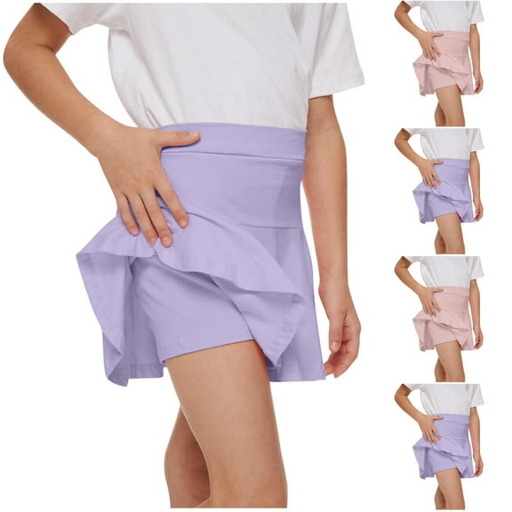 QNANSPI Girls 2 in 1 Shorts, Girls Active Shorts, 3 Pack Kids Unisex Toddler Plaid Casual Active Shorts with Drawstring Summer Outdoor Play 2-8 Years