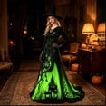 thumbnail image 3 of Witch Dress For Women Long Sleeve V Neck Slim Fit Halloween Dresses Medieval Renaissance Gothic Vampire Costumes, 3 of 5