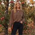 thumbnail image 4 of Womens Crewneck Sweatshirts Washed Long Sleeve Oversized Loose Fall Sweater Tops, 4 of 7