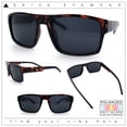 thumbnail image 2 of SA106 Mens Polarized Flat Top Square Sunglasses Matte Finish Rectangular UV400 Anti Glare Driving Matte Tortoise Frame - Black Lens, 2 of 6