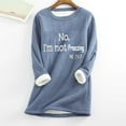 thumbnail image 2 of Feancey Womens Fleece Crewneck Sweatshirts Winter Warm Sherpa Lined Pullovers Furry Casual Long Sleeve Thermal Tunic Tops Comfy Soft Loungewear Navy XXL, 2 of 6