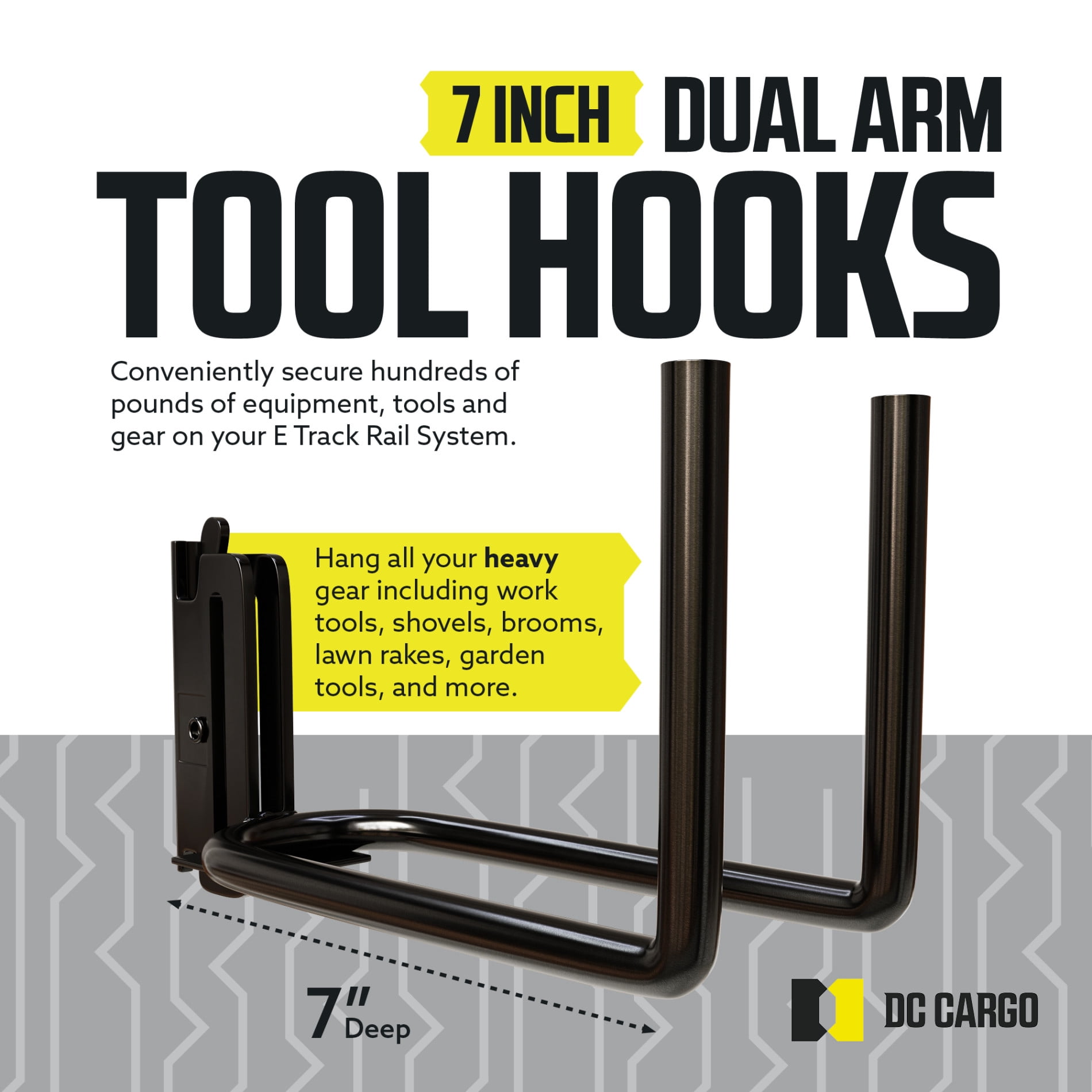 "10-Pack DC Cargo Mall E-Track Heavy Duty Shovel/Tool Hanger | Hook for Tools, Spades, Rakes, in Trucks, Trailers, and Warehouses with E Tracks"