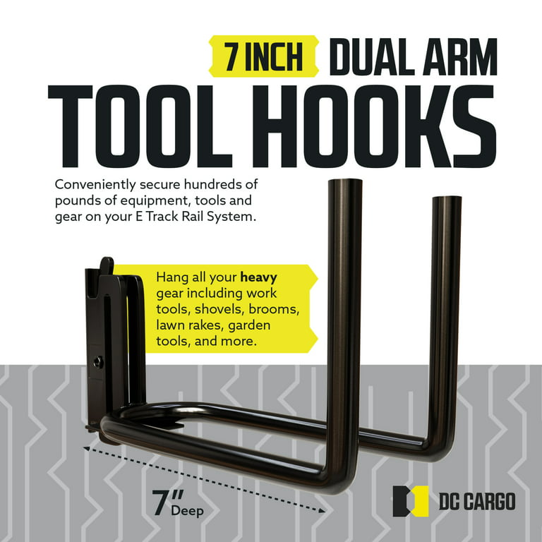 E-Track Steel JHook Tie-Down Accessory w/ E Track Spring Fitting  Attachment, 2 Inch Wide J Hook, Use as Hanger, Shelf Bracket, Support  Beams, for