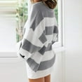 thumbnail image 7 of WTXUE Sweaters Womens Sweaters Clearance Women's Crew Neck Long Sleeved Striped Sweater With Flared Sleeves, Gray L, 7 of 7