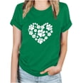 thumbnail image 1 of Puntoco Camiseta informal de manga corta con cuello redondo y estampado a la moda para mujer, 1 of 3