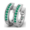 thumbnail image 2 of Solid 925 Sterling Silver round Green Onyx Huggie Hoops Mother's Day Gift Women Earrings, 2 of 4