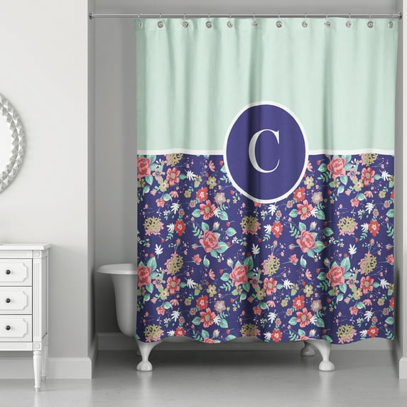 Creative Products Monogram Floral Shower Curtain - C