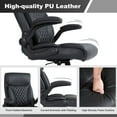 thumbnail image 6 of Flysky Ergonomic Home Office Desk Chairs, PU Leather Computer Chair with Lumbar Support,Black,500lbs, 6 of 8