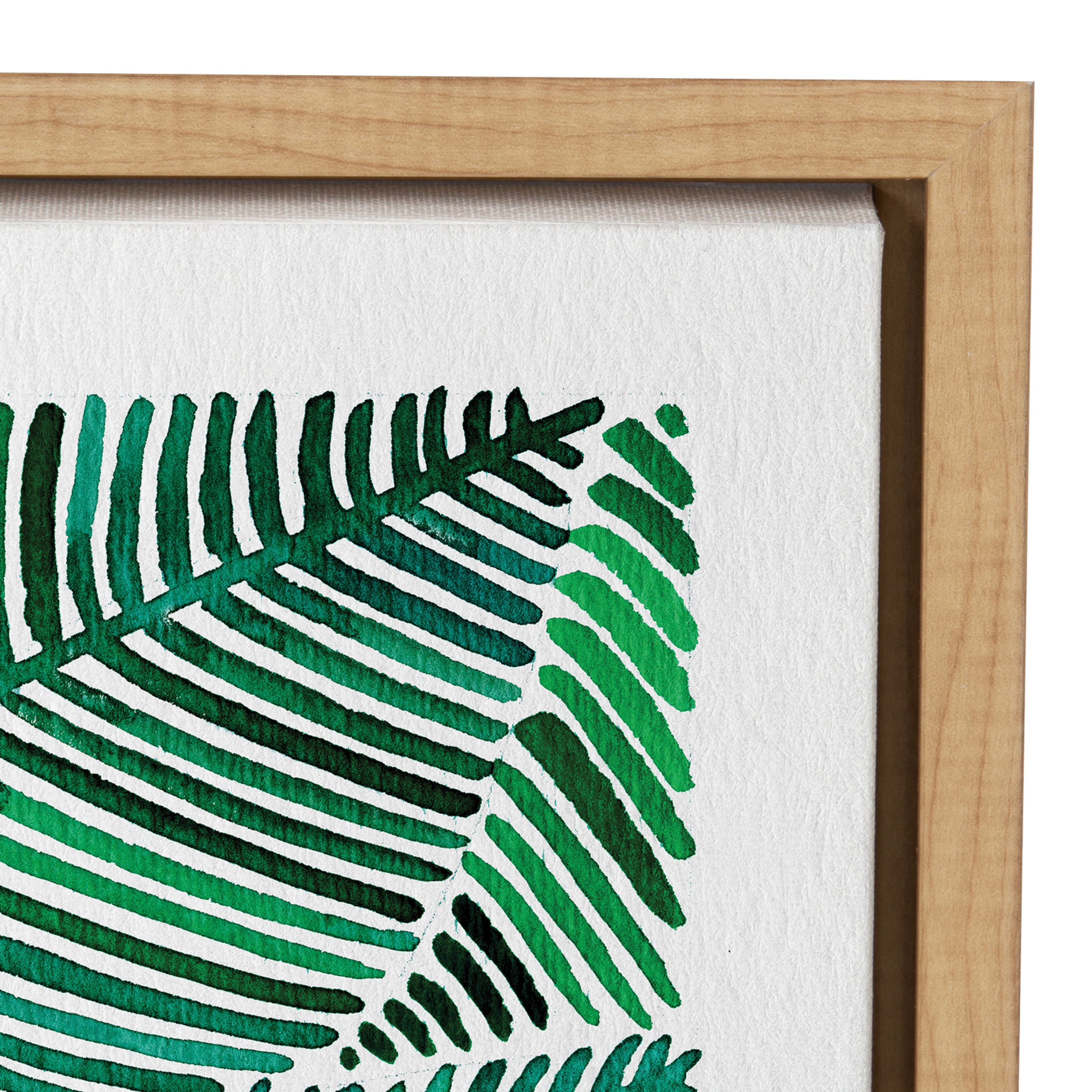 Kate and Laurel Sylvie Tropical Leaves Watercolor Framed Canvas Wall Art by Cat Coquillette, 18x24 Natural