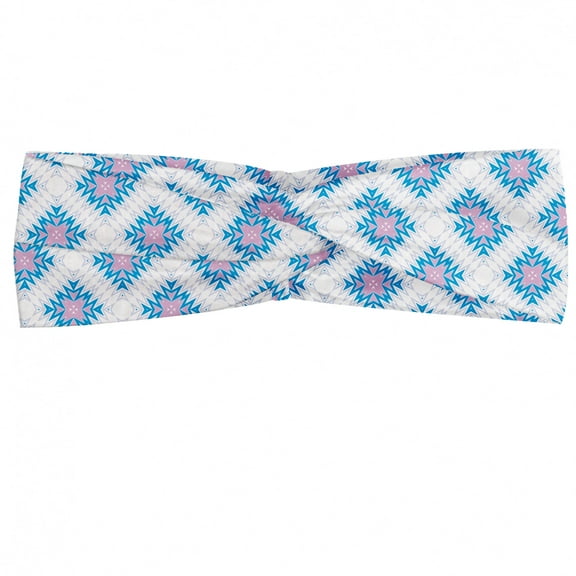 Abstract Headband, Shapes Formed of Zigzags Tribal Inspired Design, Elastic and Soft Women's Bandana for Sports and Everyday Use, Grey Red Coconut, by Ambesonne