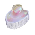 thumbnail image 5 of Segolike Cowboy Hat Western Cowgirl Hat Sparkly Glitter Photo Props Dazzling Color Holographic Rave Hat Tassel Decor for Bridal Beach Role Play White, 5 of 8