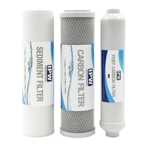Replacement Filter Kit for Vertex PT 4.0 RO System - Includes Carbon Block Filter, PP Sediment Filter & Inline Filter Cartridge by IPW Industries Inc.