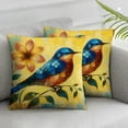 thumbnail image 3 of Oil Painting Blue Robin Bird Throw Pillow Covers Yellow Background Lovely Animal with Pattern Decorative Cushion Case for Sofa (Blue Robin Bird), 3 of 7