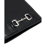Gucci Horsebit Black Smooth Calfskin Long Card Case Wallet – Silver Tone Hardware – Vertical Designer Card Holder – Made in Italy – Includes Box & Authenticity Cards