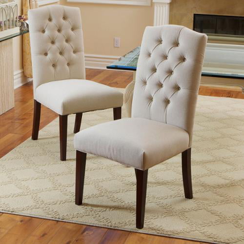 Piero Fabric Off White Dining Chairs, Cloth Dining Chairs