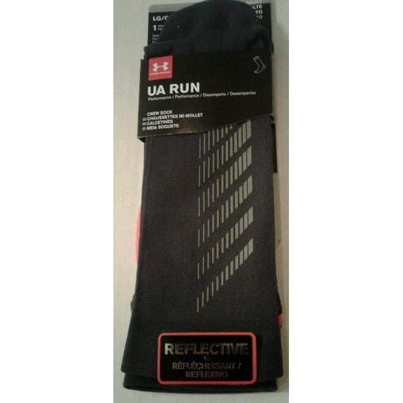 MENS 1 PACK UNDER ARMOUR UA RUN REFLECTIVE CREW SOCK SHOE SIZE 9-12.5