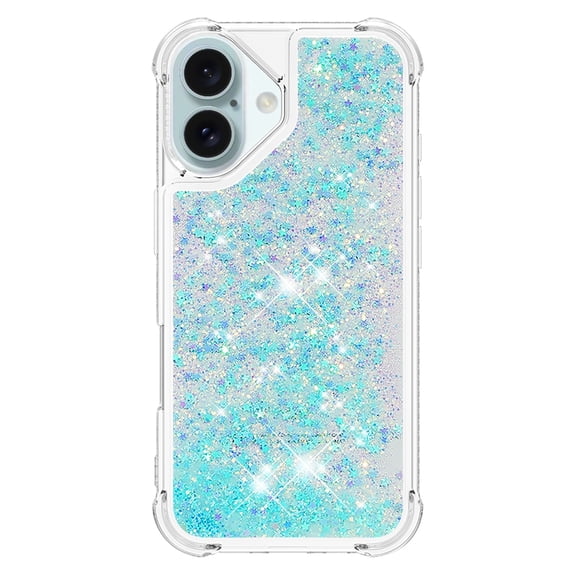 Phone Case for iPhone 16 Cover Sparkle Glitter Floating Liquid Quicksand Shockproof Soft Silicone TPU Bumper Protective Cover for iPhone 16 Case