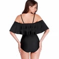 thumbnail image 5 of Women's Off-Shoulder Maternity Swimsuit Ruffle Solid Color One-Piece Monokini Swimsuit,4XL, 5 of 5