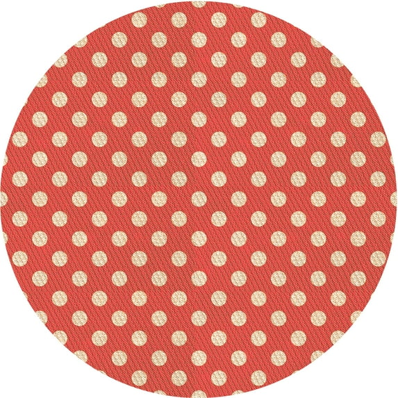 Ahgly Company Machine Washable Indoor Round Transitional Red Area Rugs, 7' Round