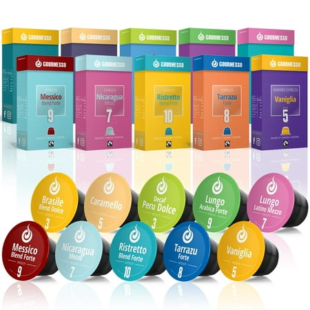 Fair Trade Sweet - Gourmesso Trial Bundle - 100 Coffee Capsules for Nespresso Machines - Fair Trade | Variety Pack includes Flavors High-Intensity and Organic Espresso