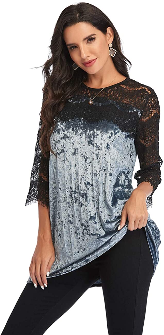 Velvet Tunic Blouse Lace 