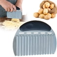 thumbnail image 2 of Crinkle Cutter French Fry Cutter,Heavy Duty Crinkle Potato Slicer Wavy Chopper,6.5x4.72 inch Stainless Steel Wavy Slicer Crinkle Cutting Chopping Tools with Handle for Carrot Vegetable (Black), 2 of 6