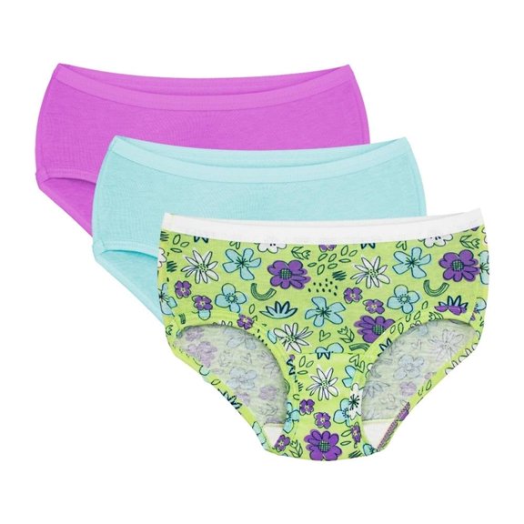 Pantaleta Corte a la Cadera Fruit of the Loom para Niña, Algodón Premium 3 Piezas Multicolor Talla 8