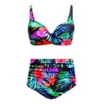 thumbnail image 4 of Women High Waisted Bikini Sets Two Piece Swimsuits Floral Print Bikini Swimwear Tankini Top With Bottoms 2 Piece Bathing Suits S, 4 of 5