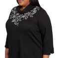 thumbnail image 4 of Alfred Dunner Womens Plus-Size Leaf Embroidered Rib Neck Top, 4 of 4