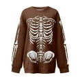 thumbnail image 5 of HUITKMM Chandail pour Femmes Unisexe Mode Imprimé Design Squelette Surdimensionné Longline Sans Capuche Col Rond pour et Mode Urbaine Décontracté, 5 of 5