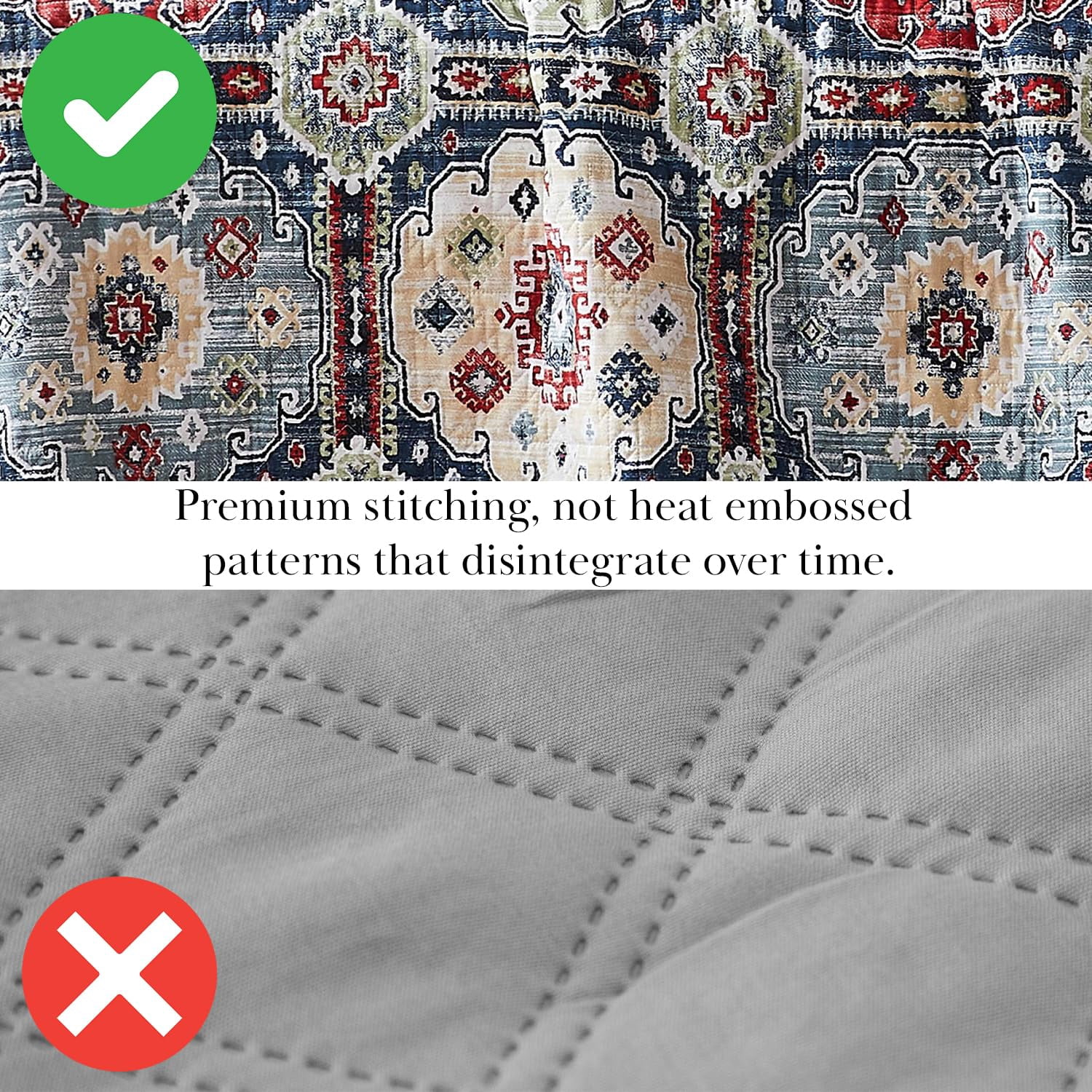 Southshore Fine Living, Inc. Kilim Collection Oversized King Quilt Bedding Set, Lightweight, Soft Bedspread 3-Piece, Two Matching Shams 108" x 98", California/King, Multi-Colored