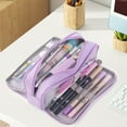 thumbnail image 6 of Rirool Large Capacity Pencil Case, 3 Zipper Compartments Pen Pouch for High School, College, Teachers, Office & Travel Use, Makeup Bag for Teens and Adults, Purple, 6 of 7