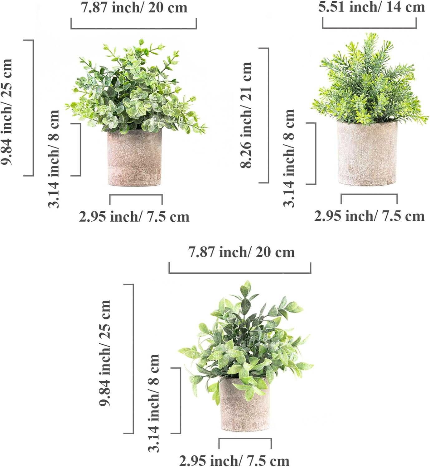 Small Fake Plants in Potted Faux Plant 3 Packs Artificial Eucalyptus House Plants Greenery for Centerpieces Indoor Home Bathroom Office Desk Decor,Living Room Decor and Accessories