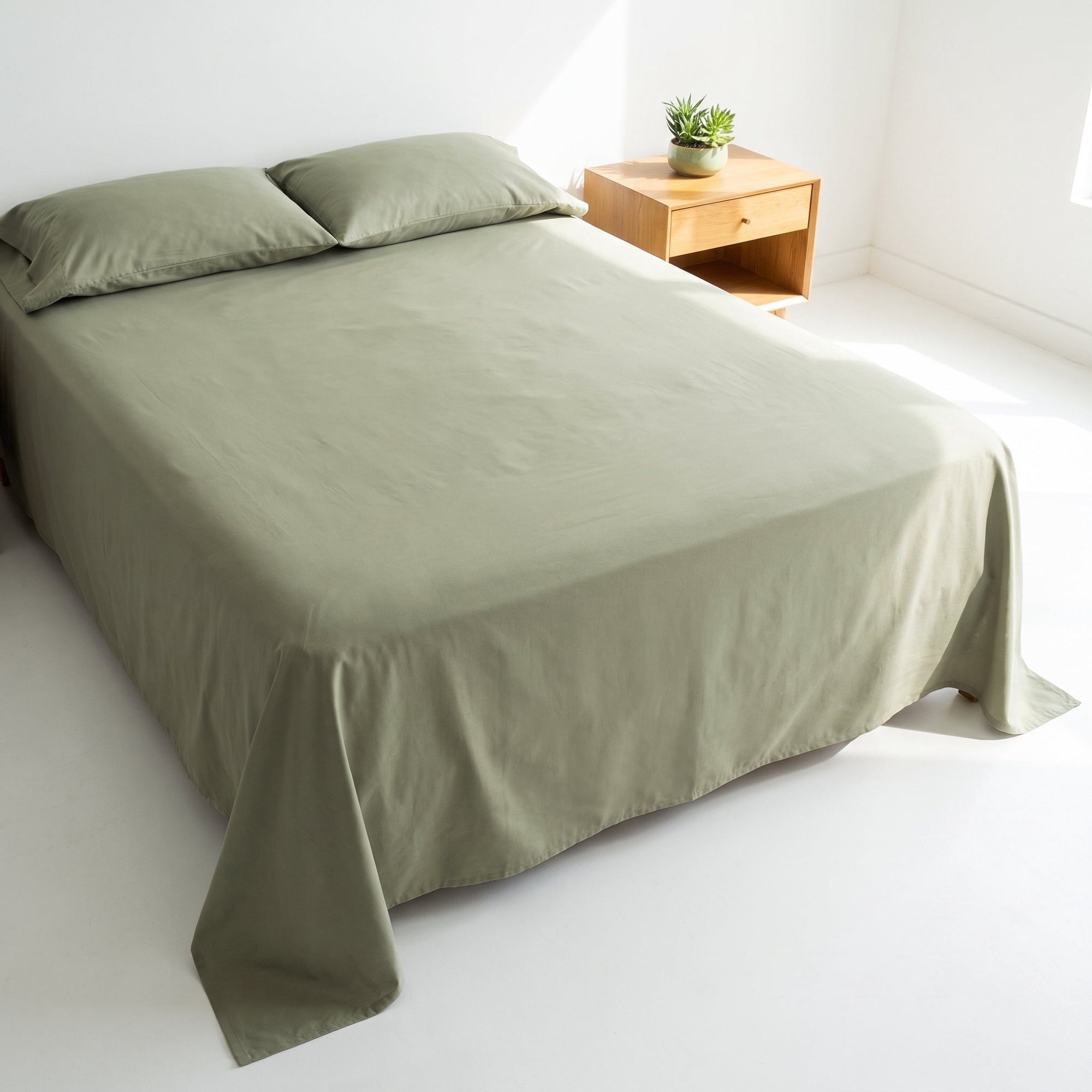 Unique Bargains Microfiber Ice Bed Sheet Flat Sheet Bedding for Bedroom Mint Green 91"x96"
