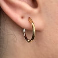 thumbnail image 4 of Italian 14k Yellow & White Gold Polished Small Thin Hollow Hoop Earrings, 4 of 5