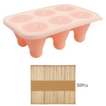 Yhmxh Silicone Homemade Popsicle Molds, 6-Cavity Non-BPA Silicone Ice Pop Maker with 50 Sticks, Summer Small Popsicle Molds, Easy Release Ice Pop Mold with Clear Lid for Kids (Pink)